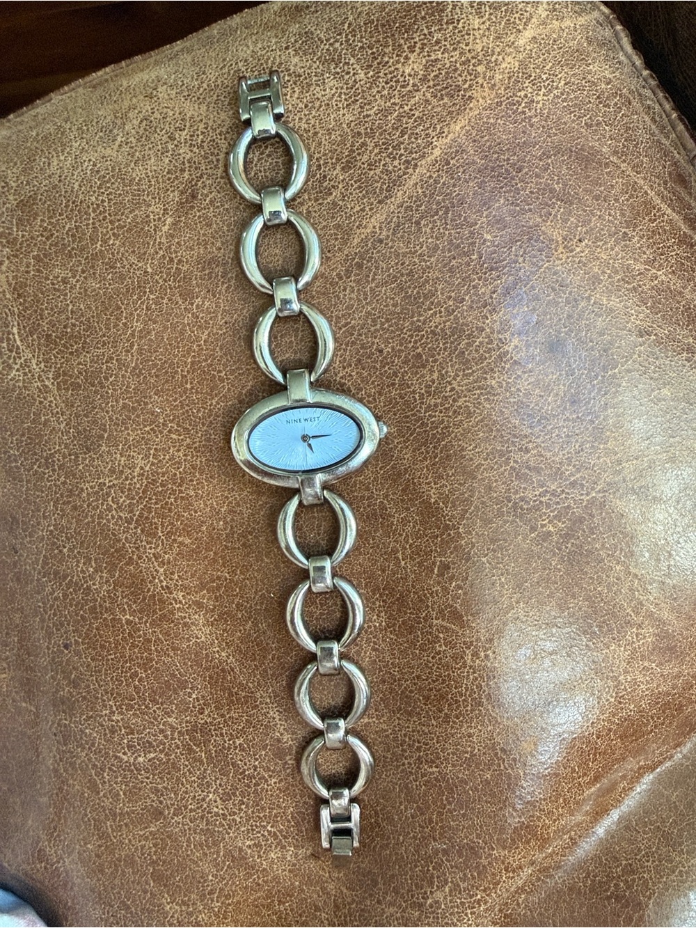 Nine West Silver Link Oval Dial Bracelet Watch